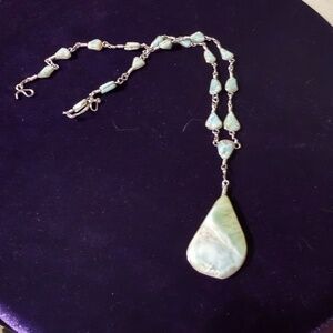 Vintage silver and sage light green stone NWOT